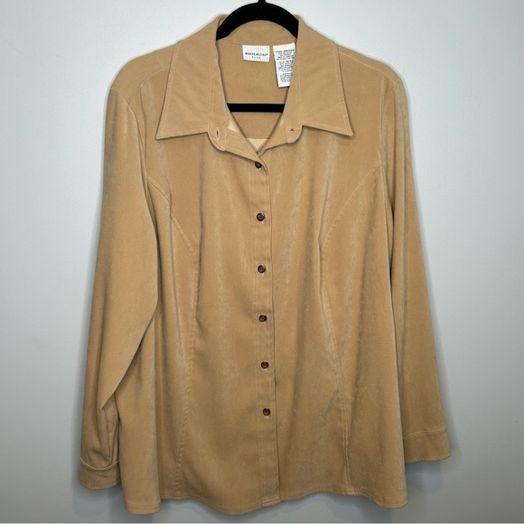 Vintage Y2K camel soft women’s button down size 18W/20W - Picture 1 of 5